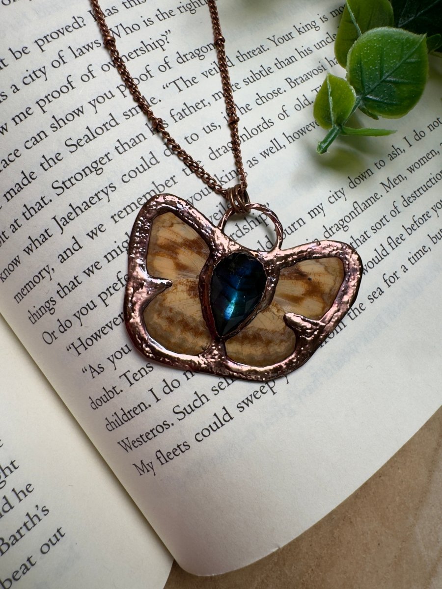 Butterfly and Labradorite Necklace | Copper Ashes