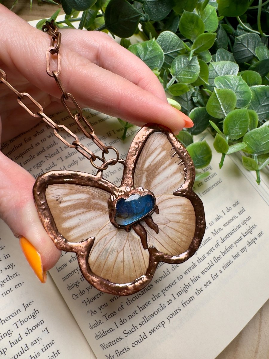 Butterfly and Labradorite Necklace | Copper Ashes