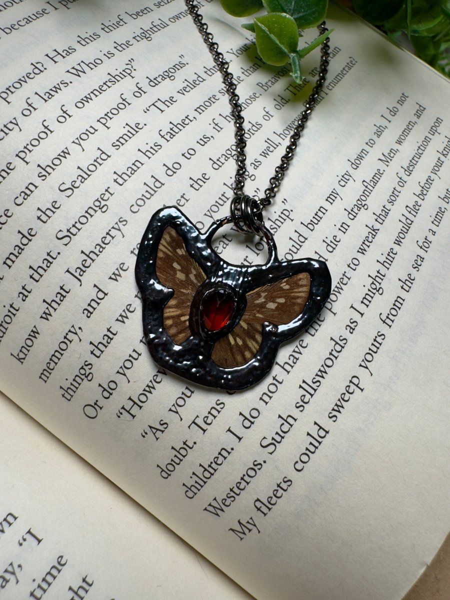 Butterfly and Orange Garnet Necklace | Copper Ashes
