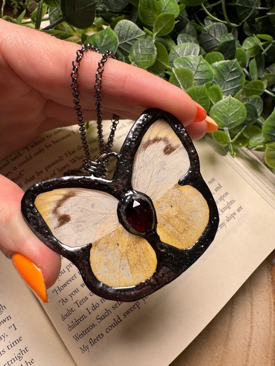 Butterfly and Orange Garnet Necklace | Copper Ashes