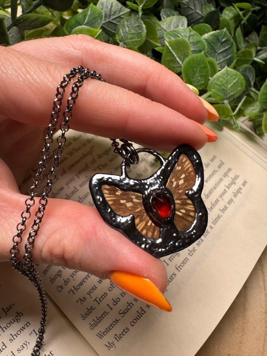Butterfly and Orange Garnet Necklace | Copper Ashes