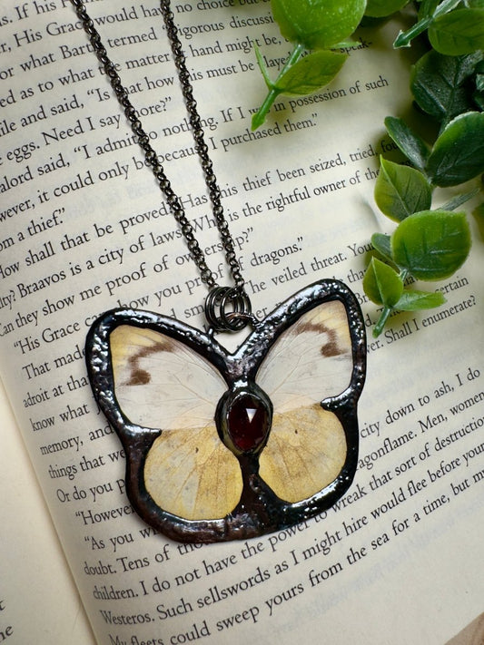 Butterfly and Orange Garnet Necklace | Copper Ashes