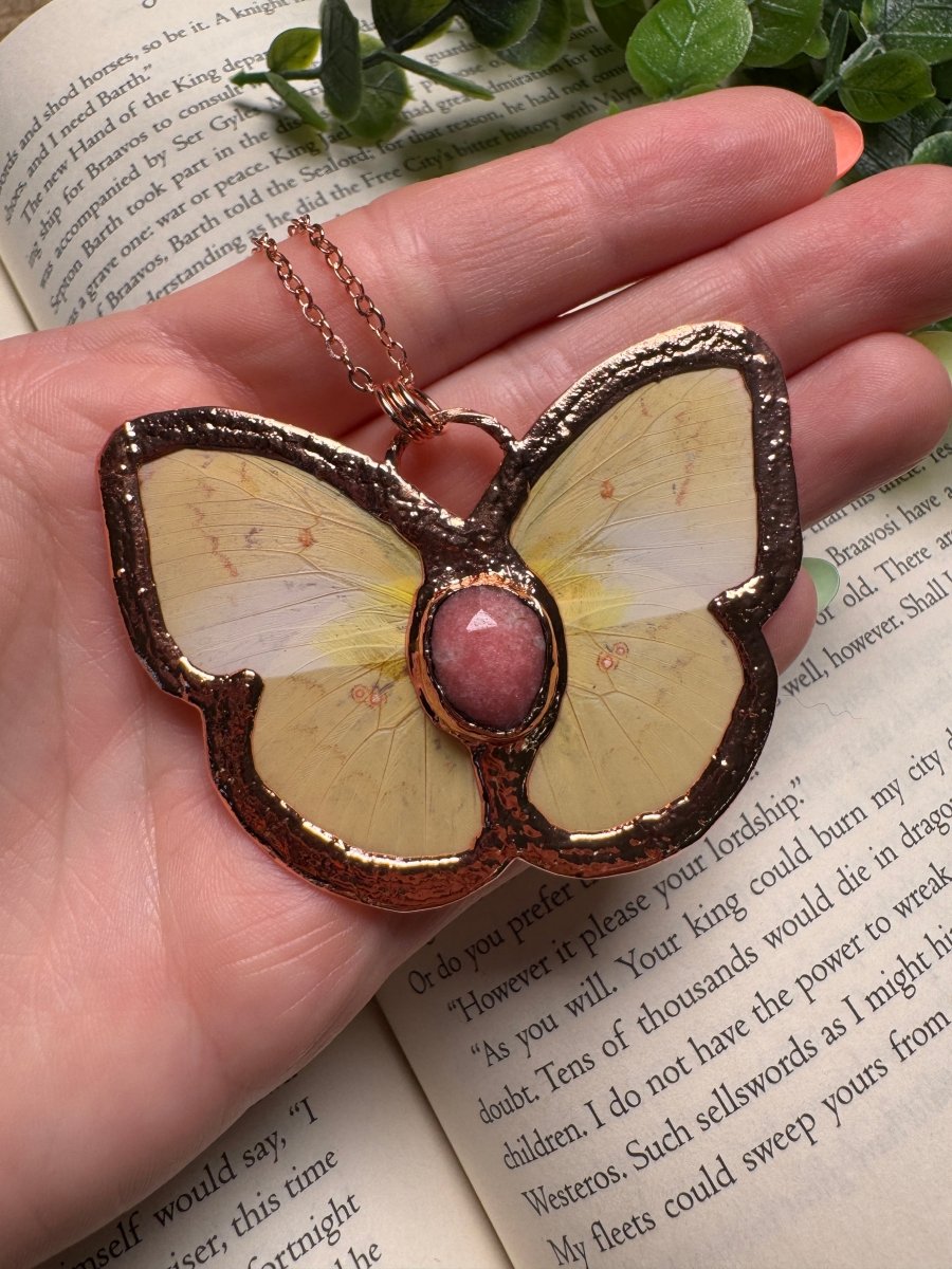 Butterfly and Rhodonite Necklace | Copper Ashes