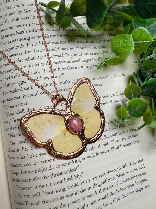 Butterfly and Rhodonite Necklace | Copper Ashes