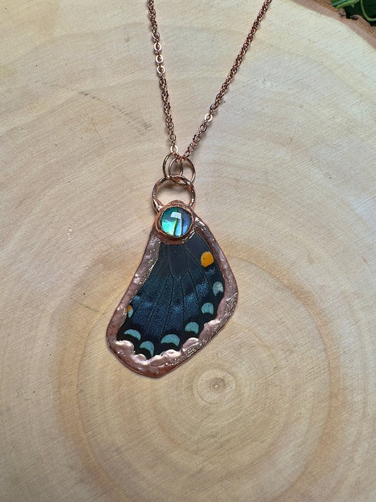 Butterfly Wing and Abalone Shell Necklace | Copper Ashes