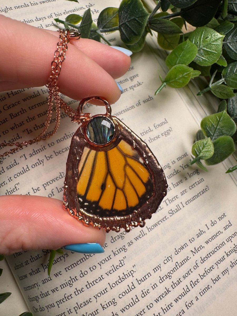 Butterfly Wing and Abalone Shell Necklace | Copper Ashes