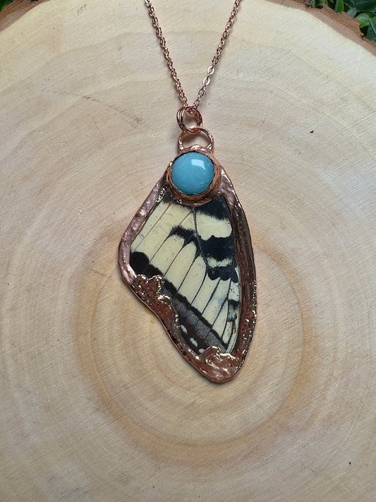 Butterfly Wing and Amazonite Necklace | Copper Ashes