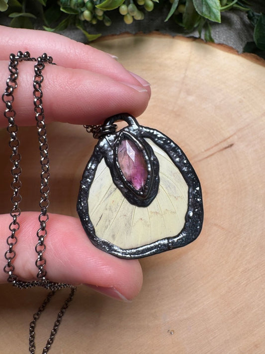 Butterfly Wing and Amethyst Necklace | Copper Ashes