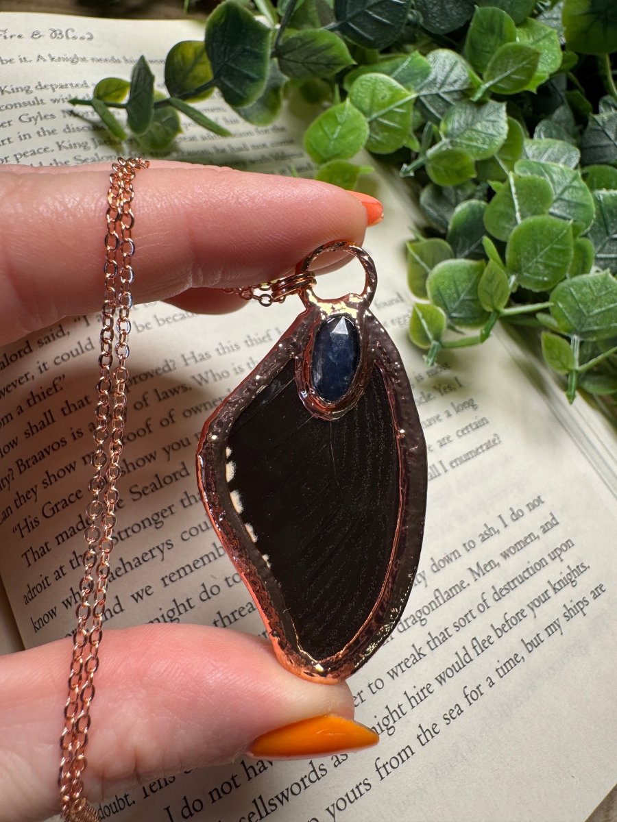 Butterfly Wing and Blue Kyanite Necklace | Copper Ashes