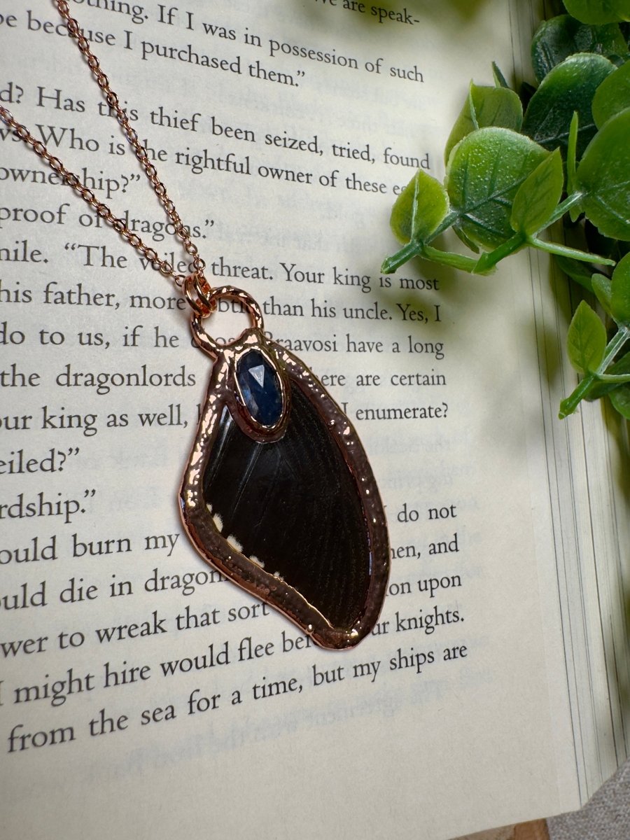 Butterfly Wing and Blue Kyanite Necklace | Copper Ashes