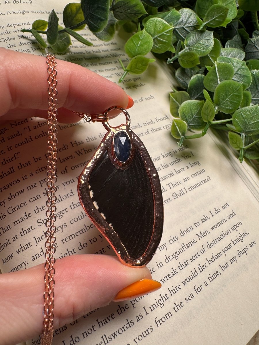 Butterfly Wing and Blue Kyanite Necklace | Copper Ashes