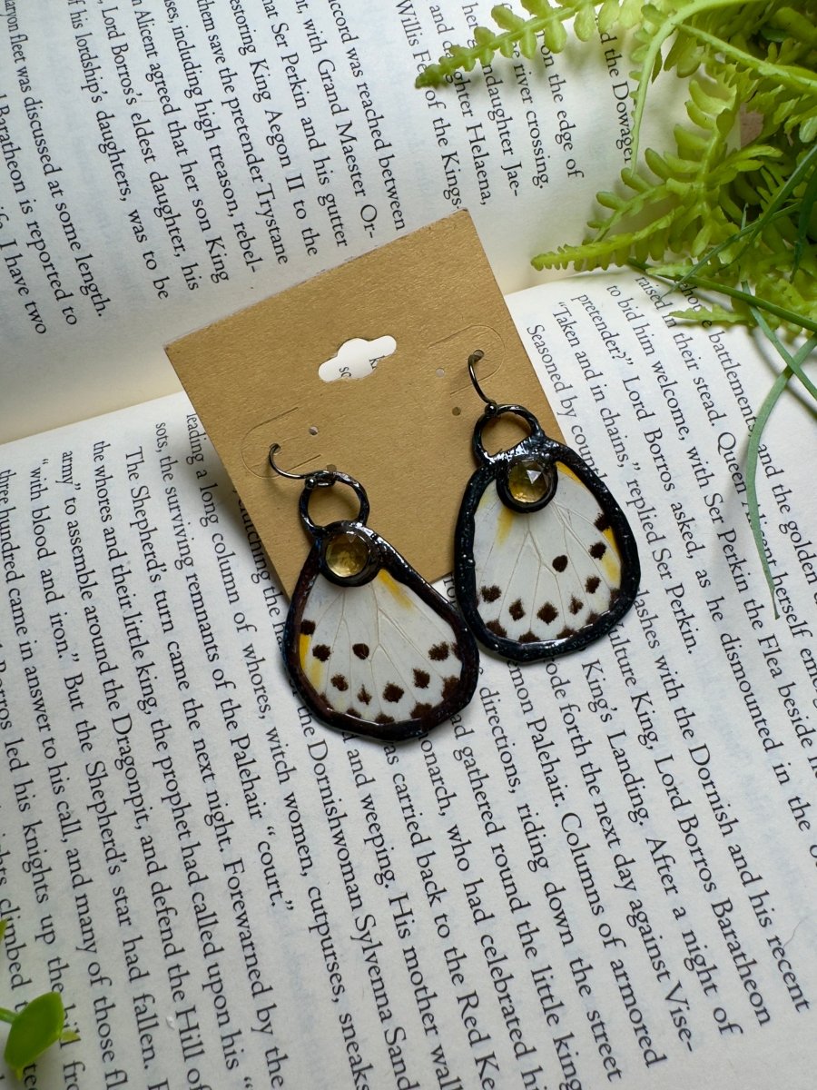 Butterfly Wing and Citrine Earrings | Copper Ashes