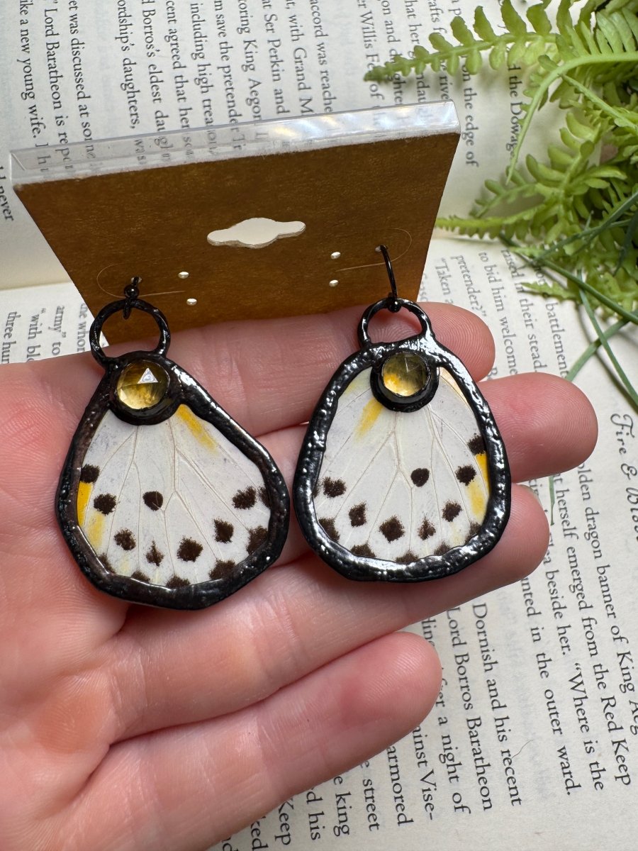 Butterfly Wing and Citrine Earrings | Copper Ashes