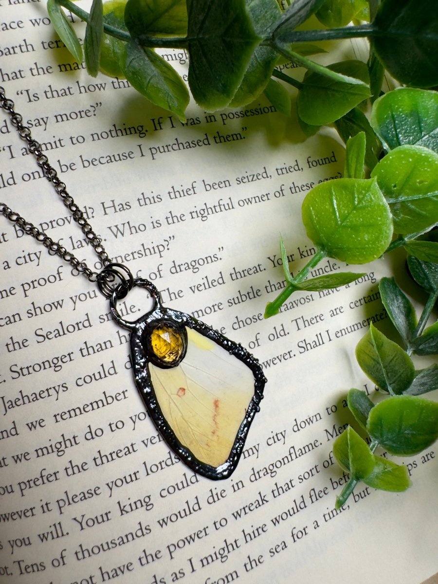 Butterfly Wing and Citrine Necklace | Copper Ashes
