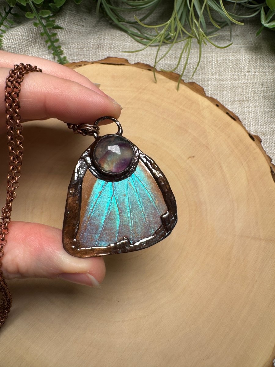Butterfly Wing and Fluorite Necklace | Copper Ashes
