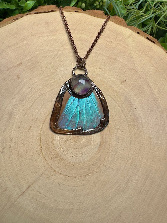 Butterfly Wing and Fluorite Necklace | Copper Ashes