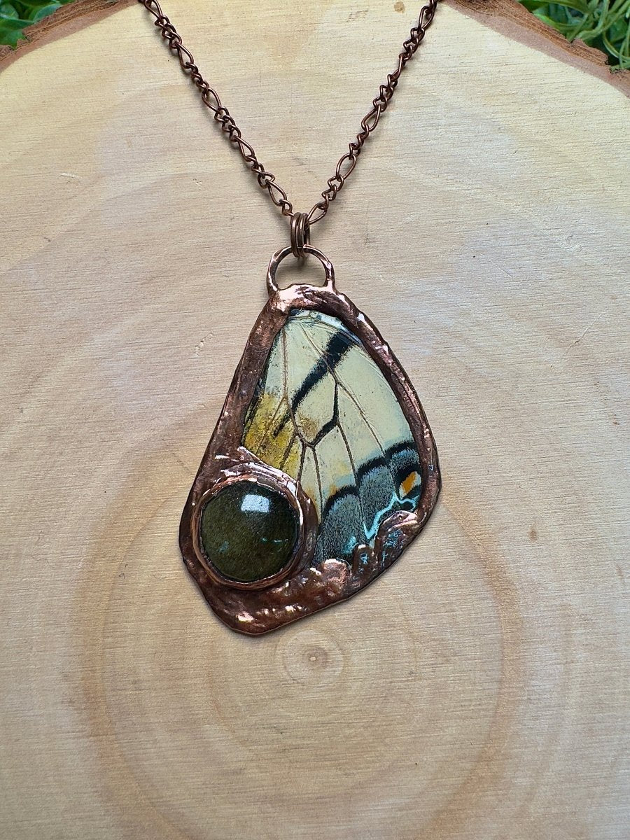 Butterfly Wing and Gold Sheen Obsidian Necklace | Copper Ashes