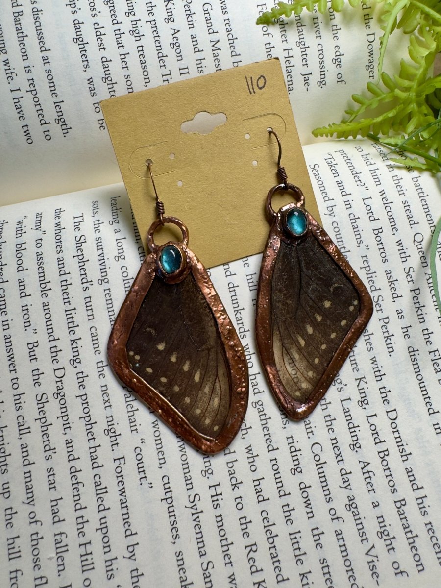 Butterfly Wing and Labradorite Earrings | Copper Ashes