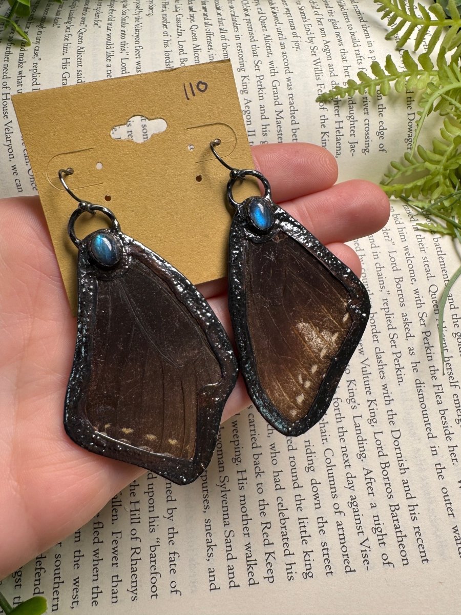 Butterfly Wing and Labradorite Earrings | Copper Ashes