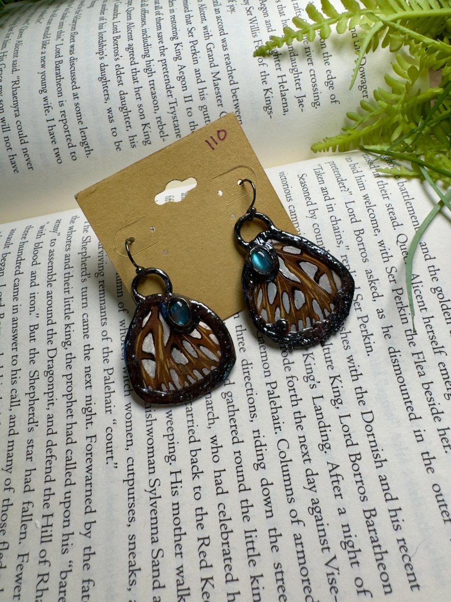 Butterfly Wing and Labradorite Earrings | Copper Ashes