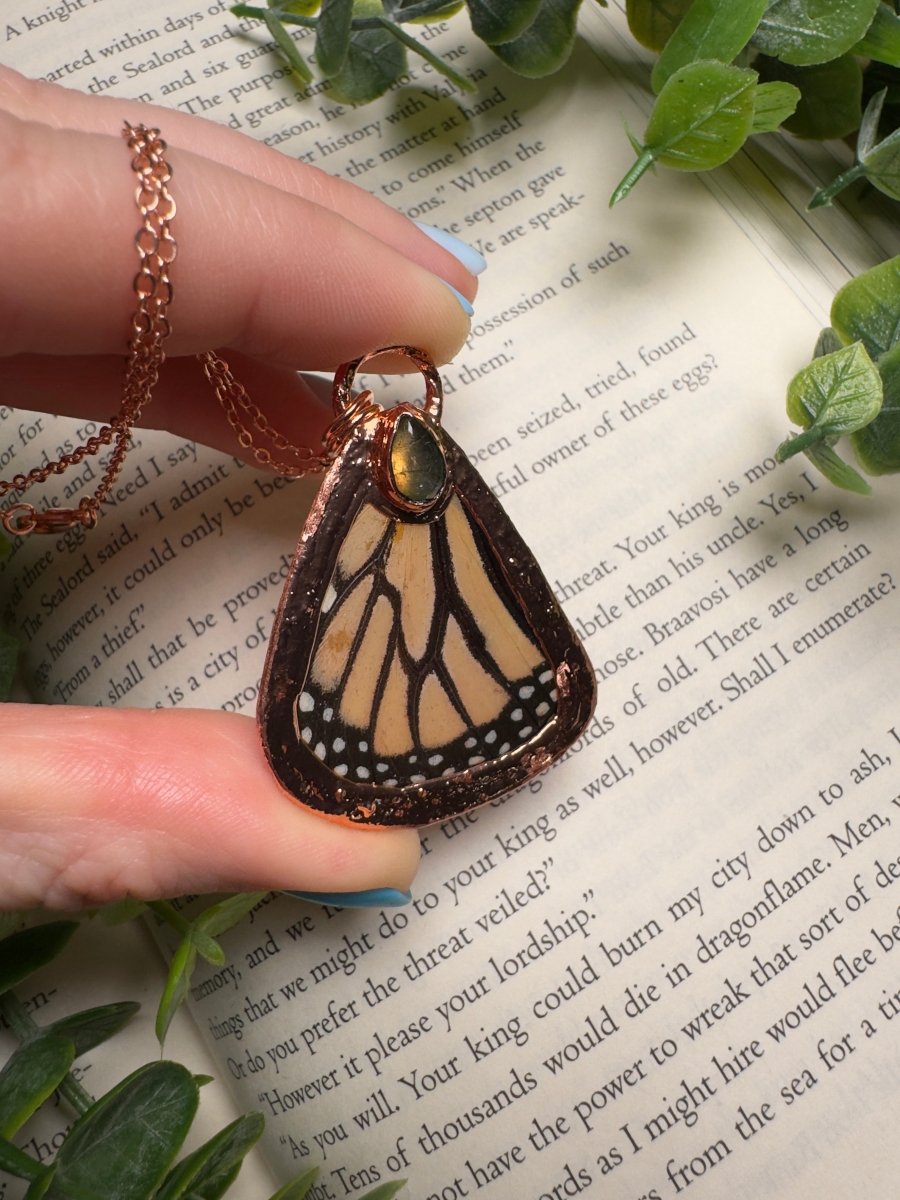 Butterfly Wing and Labradorite Necklace | Copper Ashes