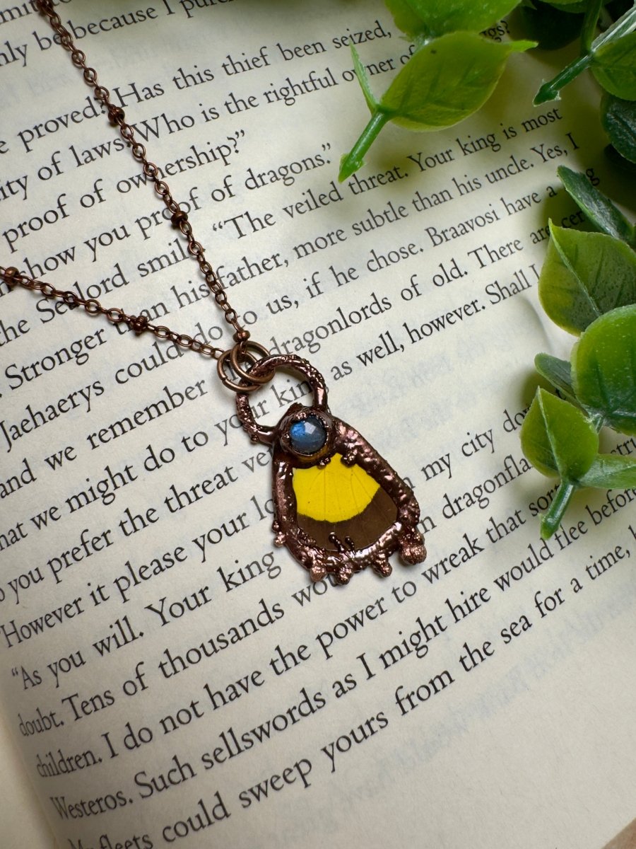 Butterfly Wing and Labradorite Necklace | Copper Ashes
