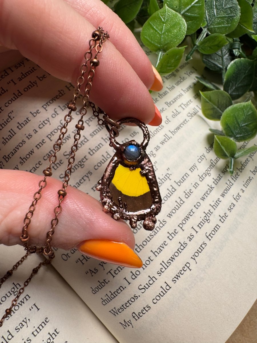 Butterfly Wing and Labradorite Necklace | Copper Ashes