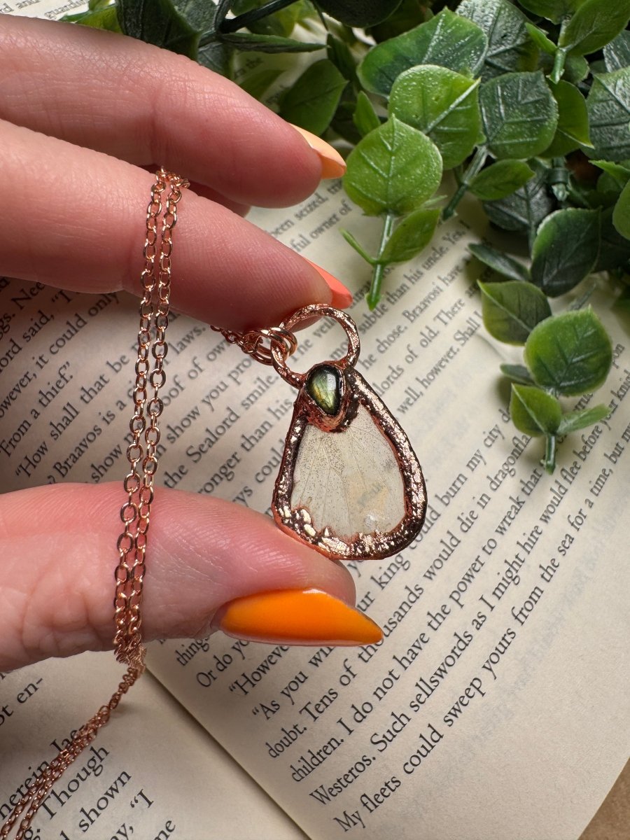 Butterfly Wing and Labradorite Necklace | Copper Ashes