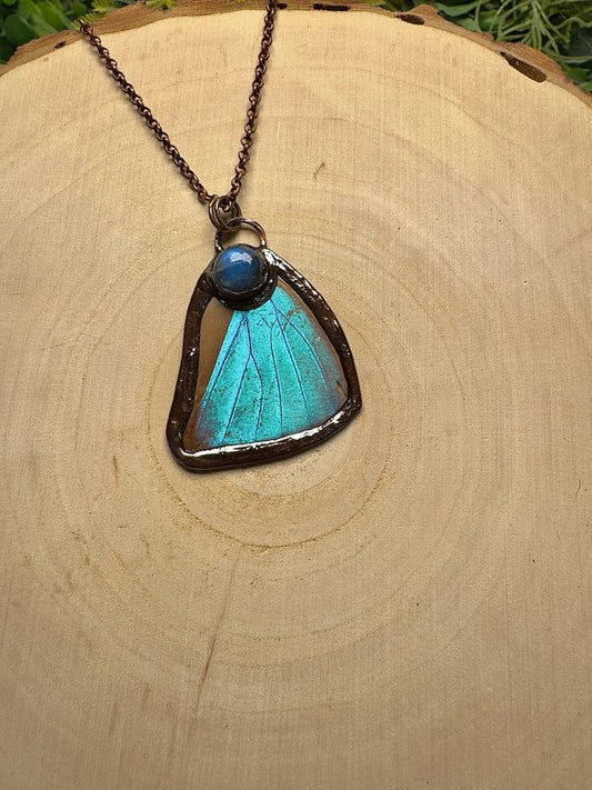Butterfly Wing and Labradorite Necklace | Copper Ashes
