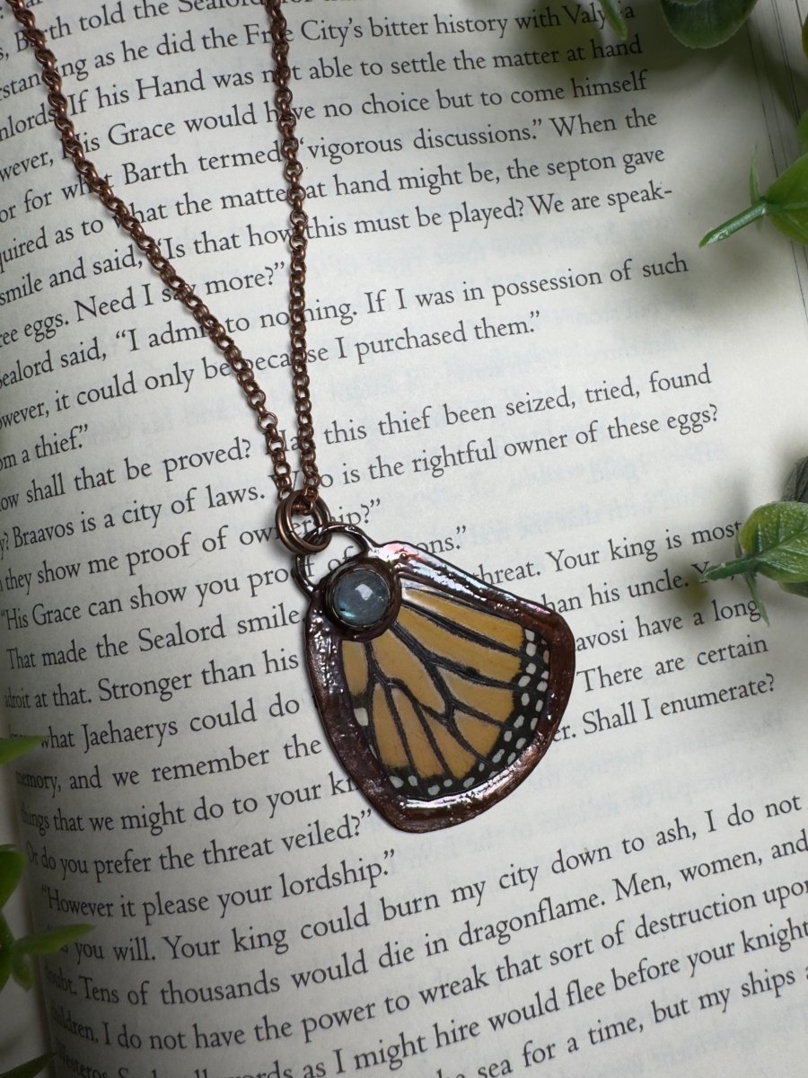 Butterfly Wing and Labradorite Necklace | Copper Ashes