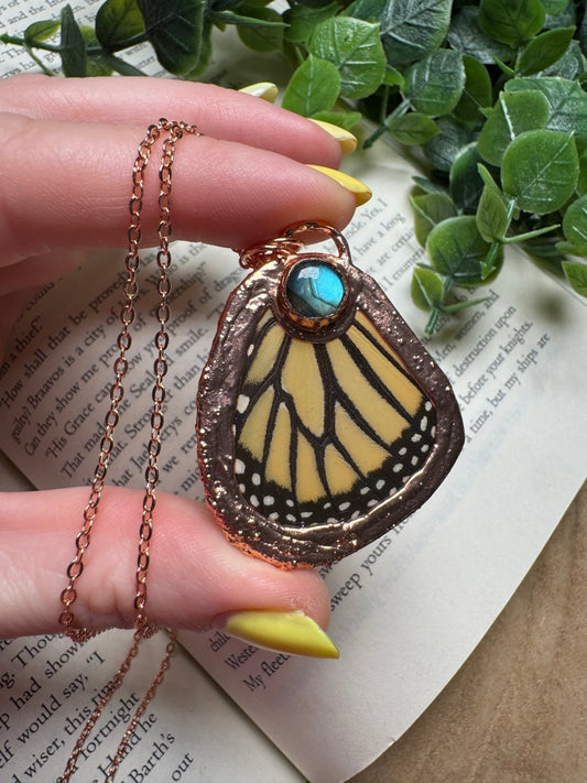 Butterfly Wing and Labradorite Necklace | Copper Ashes