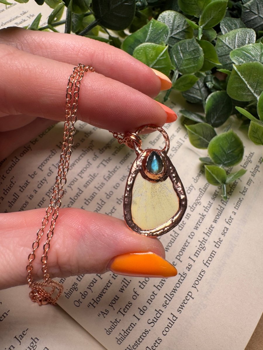 Butterfly Wing and Labradorite Necklace | Copper Ashes