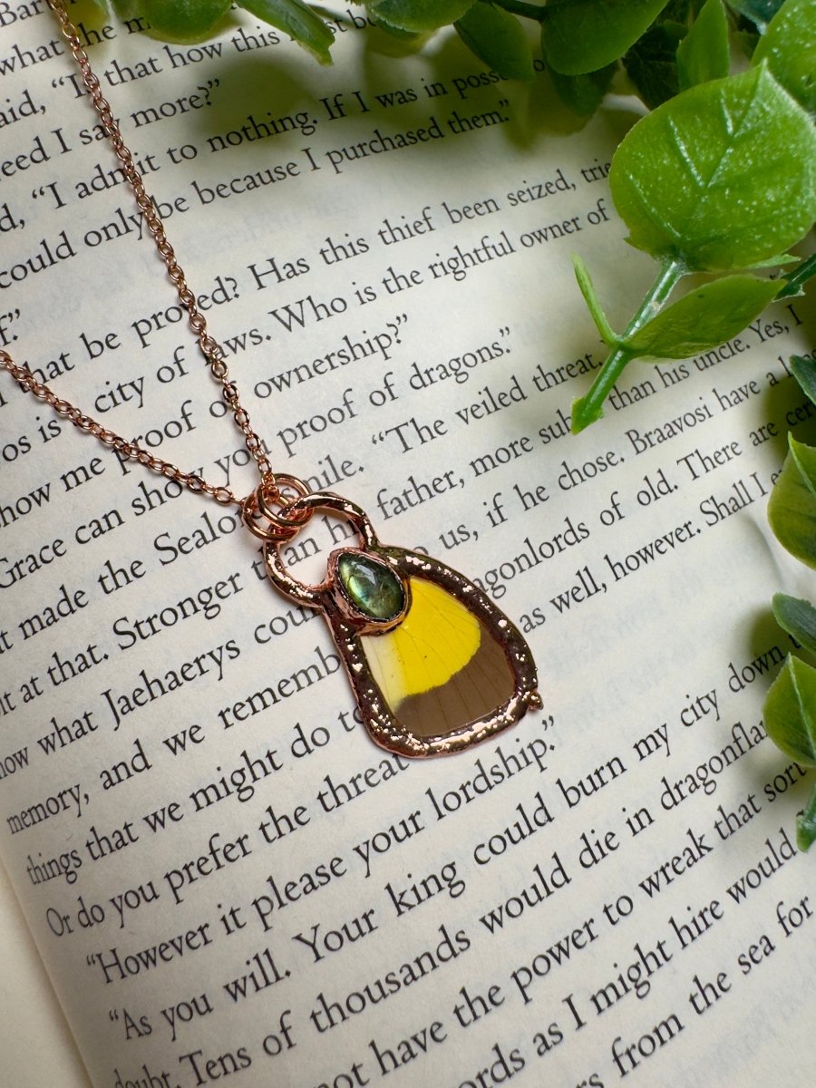 Butterfly Wing and Labradorite Necklace | Copper Ashes