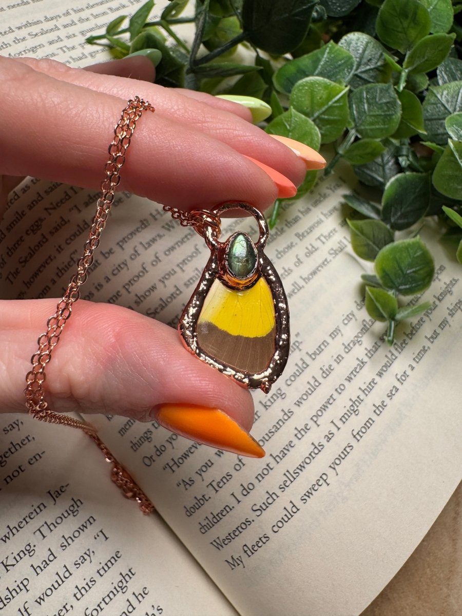 Butterfly Wing and Labradorite Necklace | Copper Ashes