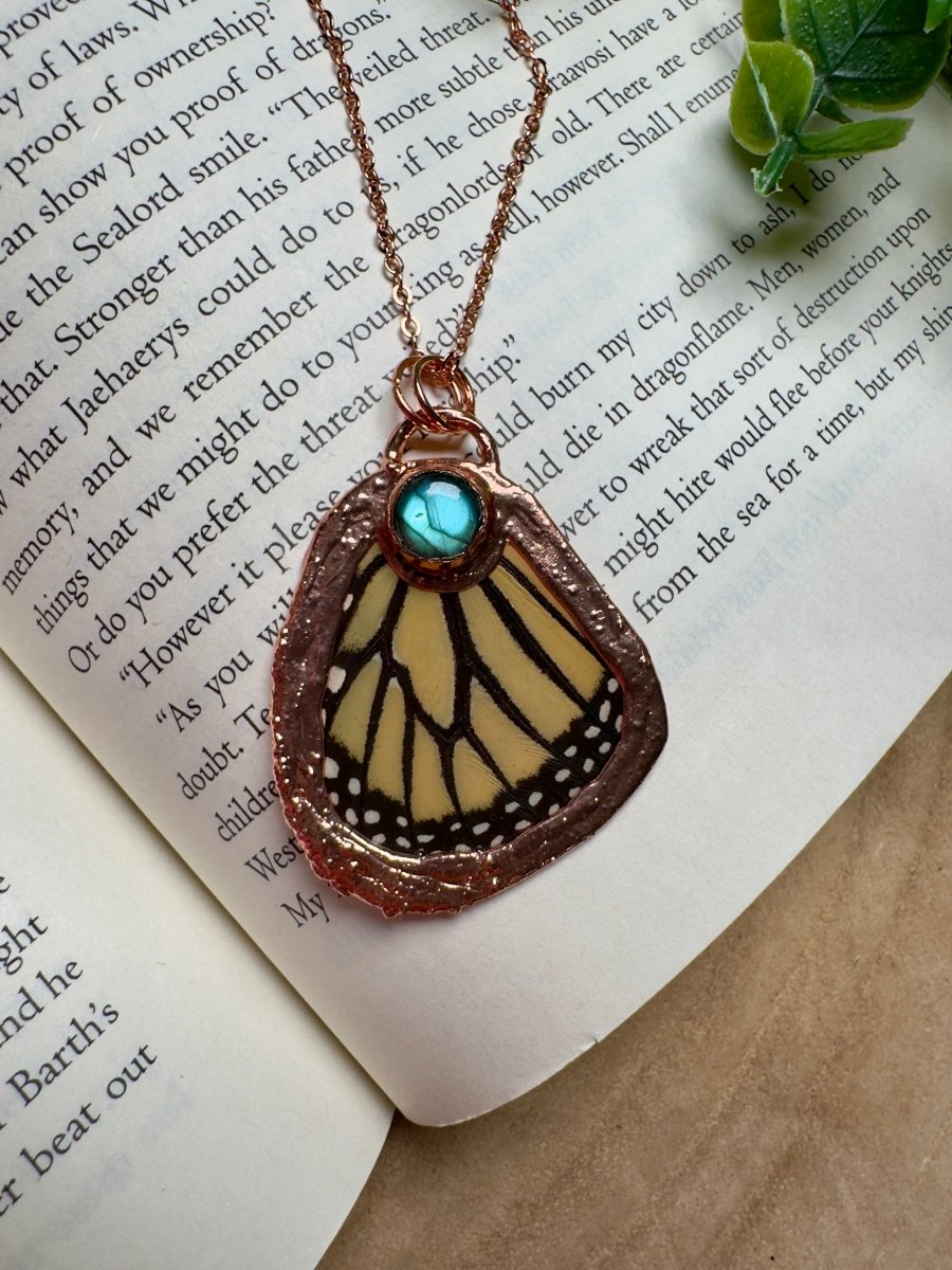 Butterfly Wing and Labradorite Necklace | Copper Ashes