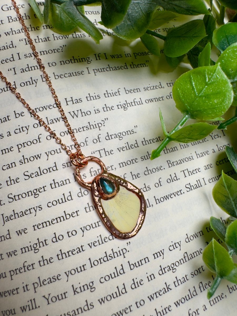 Butterfly Wing and Labradorite Necklace | Copper Ashes