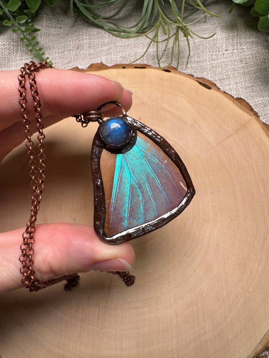 Butterfly Wing and Labradorite Necklace | Copper Ashes