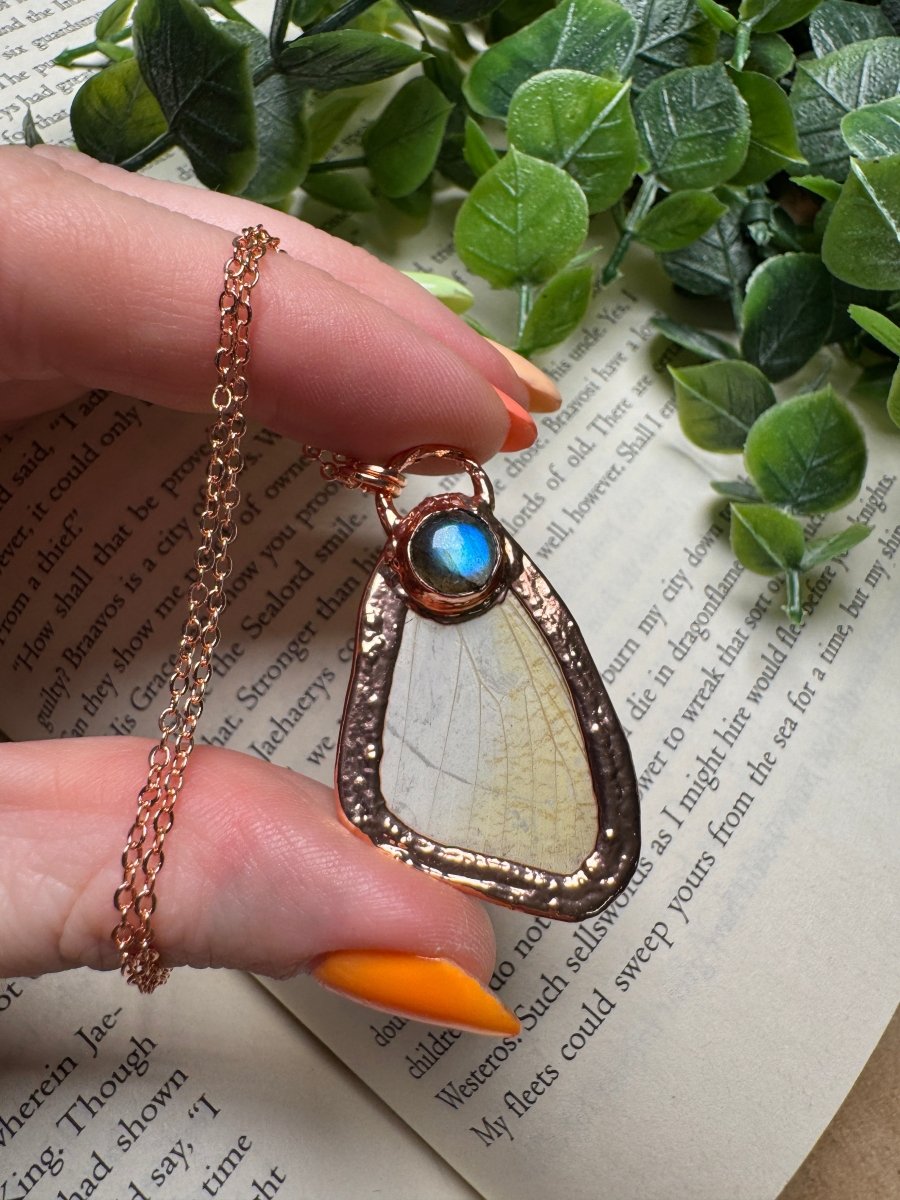 Butterfly Wing and Labradorite Necklace | Copper Ashes
