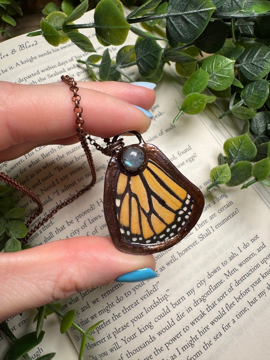 Butterfly Wing and Labradorite Necklace | Copper Ashes