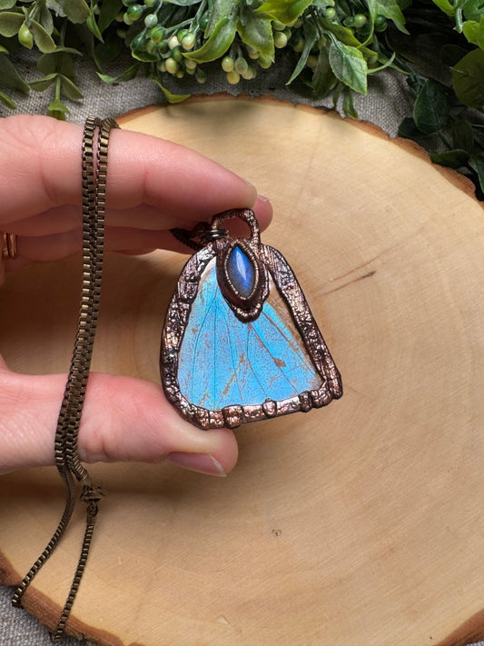Butterfly Wing and Labradorite Necklace | Copper Ashes