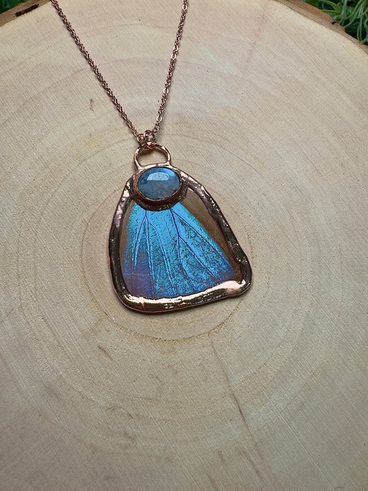 Butterfly Wing and Moonstone Necklace | Copper Ashes