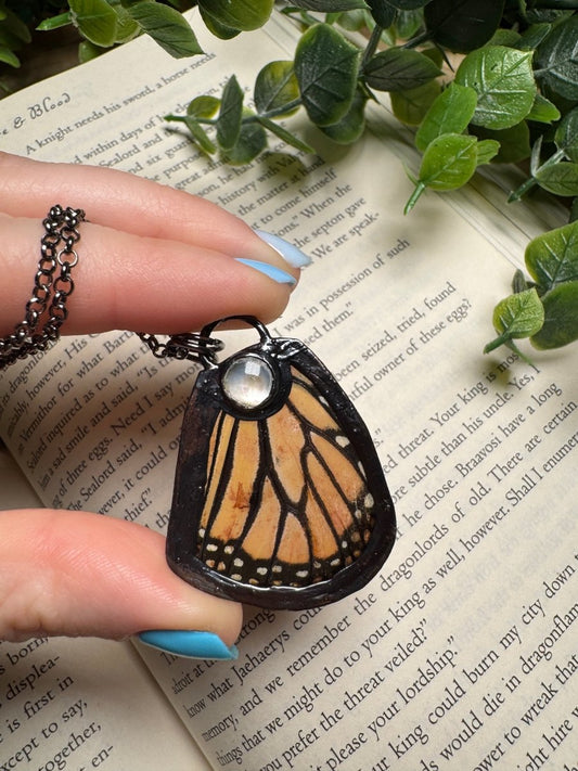 Butterfly Wing and Mother of Pearl Shell Necklace | Copper Ashes