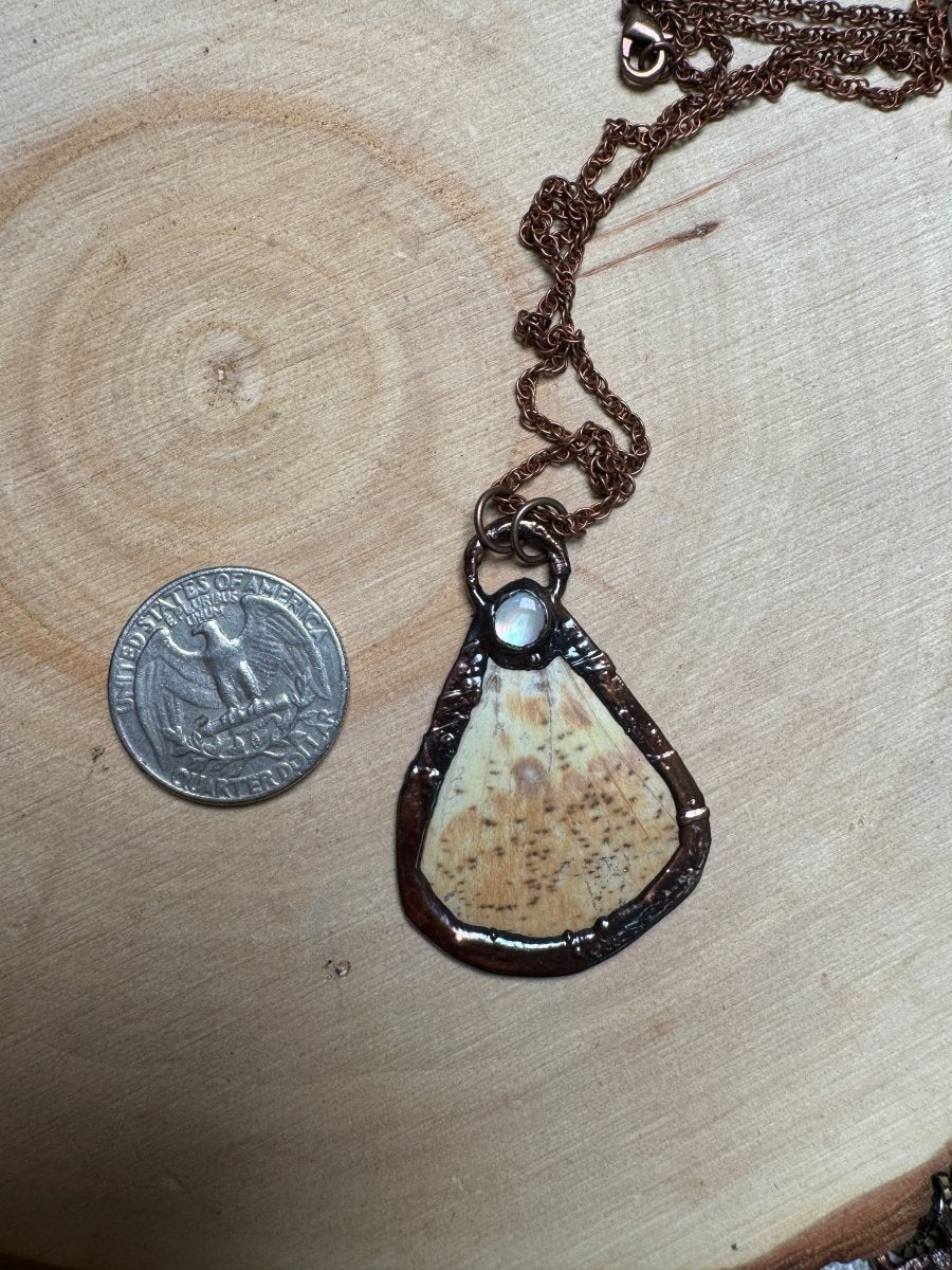 Butterfly Wing and Mother of Pearl Shell Necklace | Copper Ashes