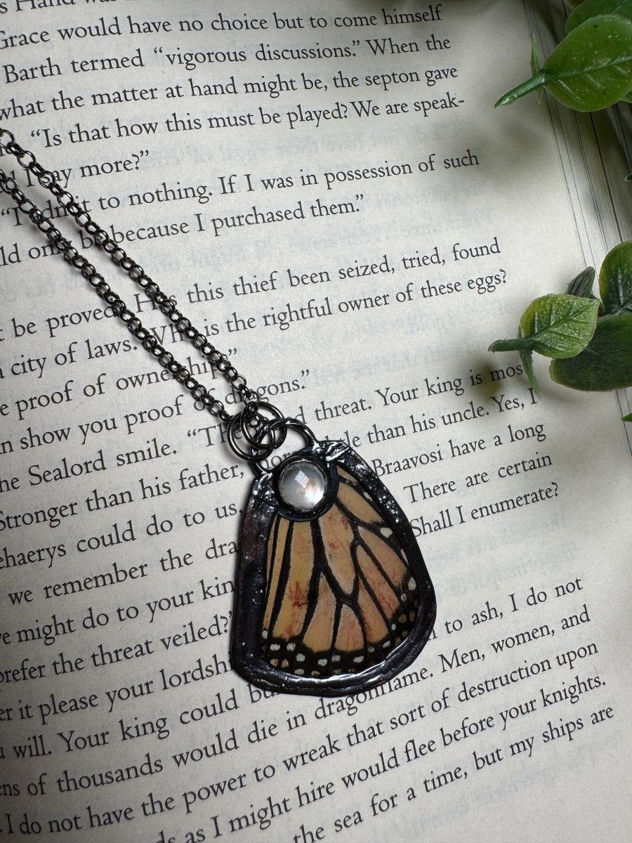 Butterfly Wing and Mother of Pearl Shell Necklace | Copper Ashes