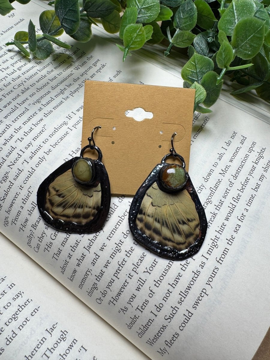 Butterfly Wing and Natural Turquoise Earrings | Copper Ashes