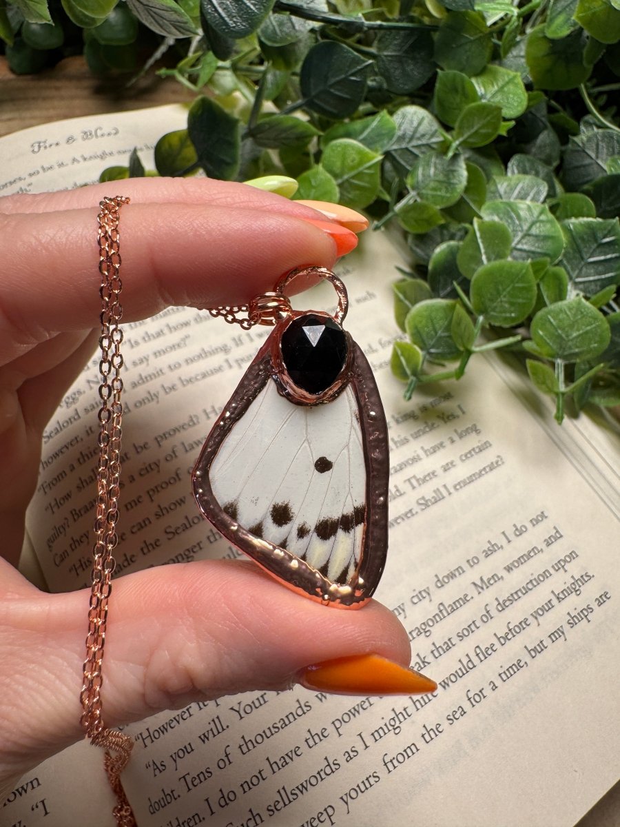 Butterfly Wing and Obsidian Necklace | Copper Ashes