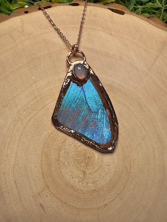 Butterfly Wing and Opal Necklace | Copper Ashes