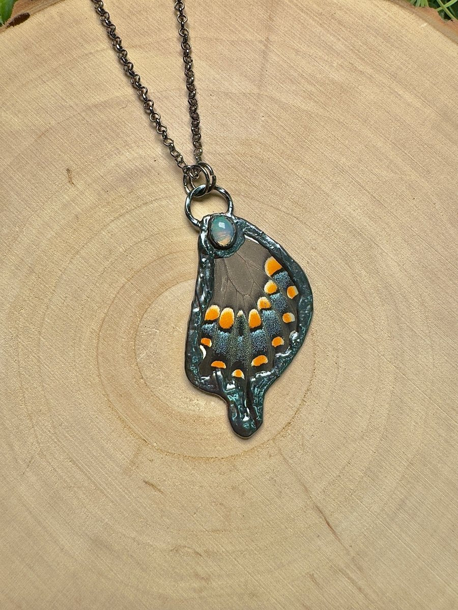 Butterfly Wing and Opal Necklace | Copper Ashes