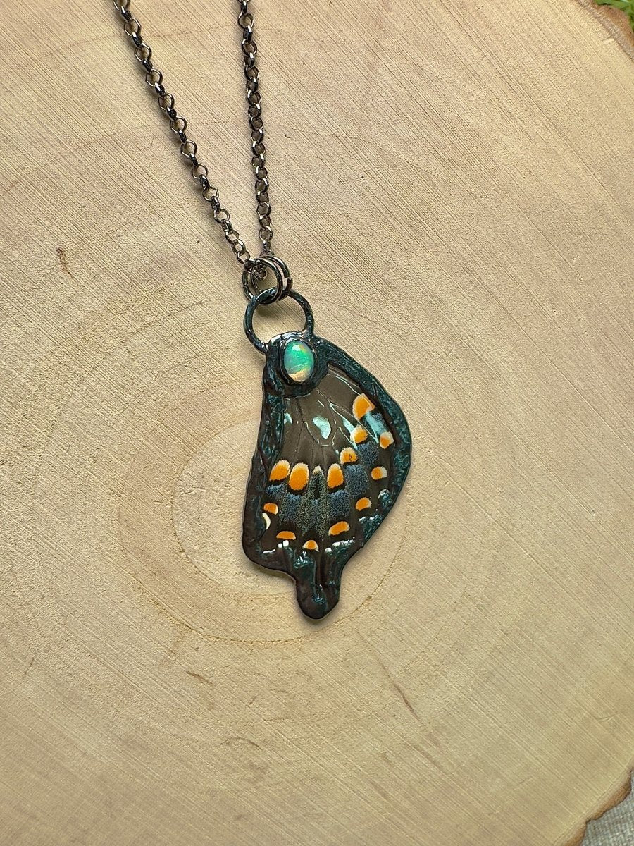 Butterfly Wing and Opal Necklace | Copper Ashes