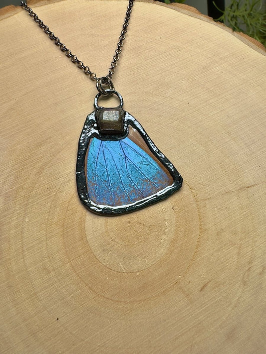 Butterfly Wing and Purple Labradorite Necklace | Copper Ashes